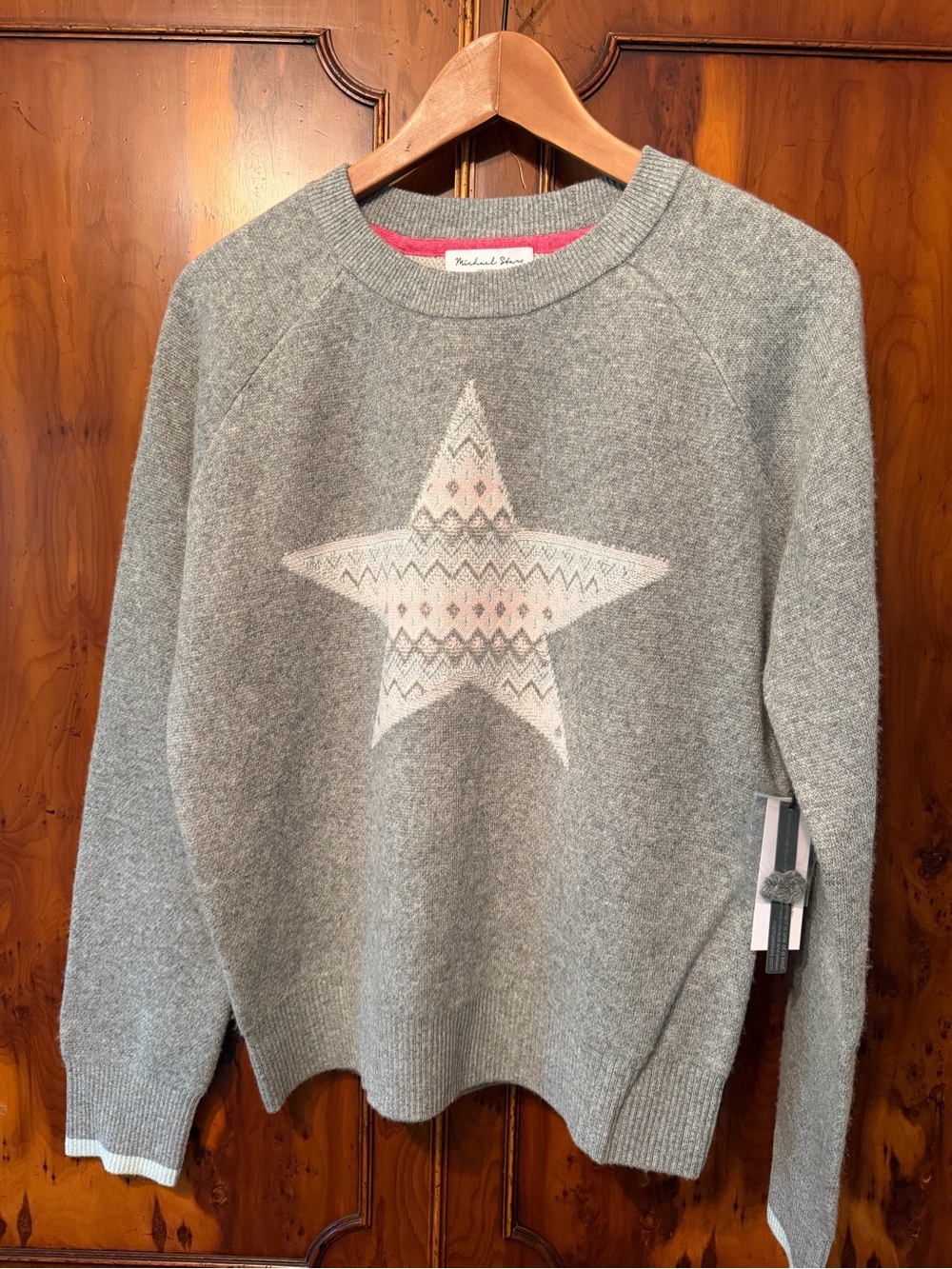 Michael Stars Los Angeles Heather Grey Star Sweater Size S NWT